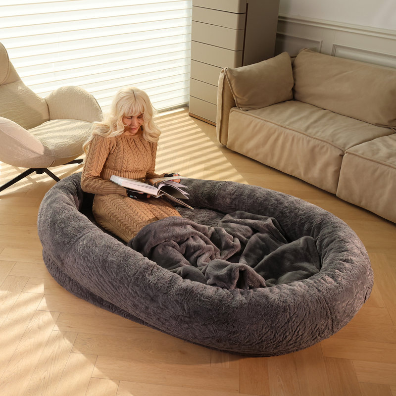 RYPetmia Large Bean Bag Bed for Human Beanbag Dog Bed Human Sized Large Dog Bed w Blanket